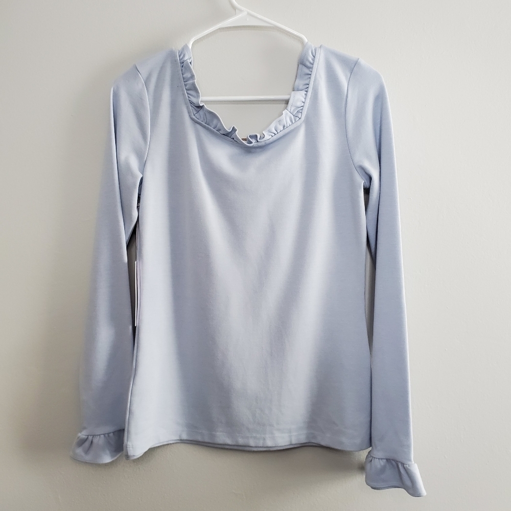 Rachel Parcell Light Blue Ruffle Top - Picture 9 of 11